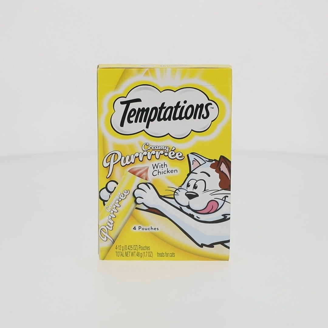 Temptations Creamy Puree Squeezable Lickable Wet Treats For Cats - Chicken, 0.42 Oz (4 Pack)