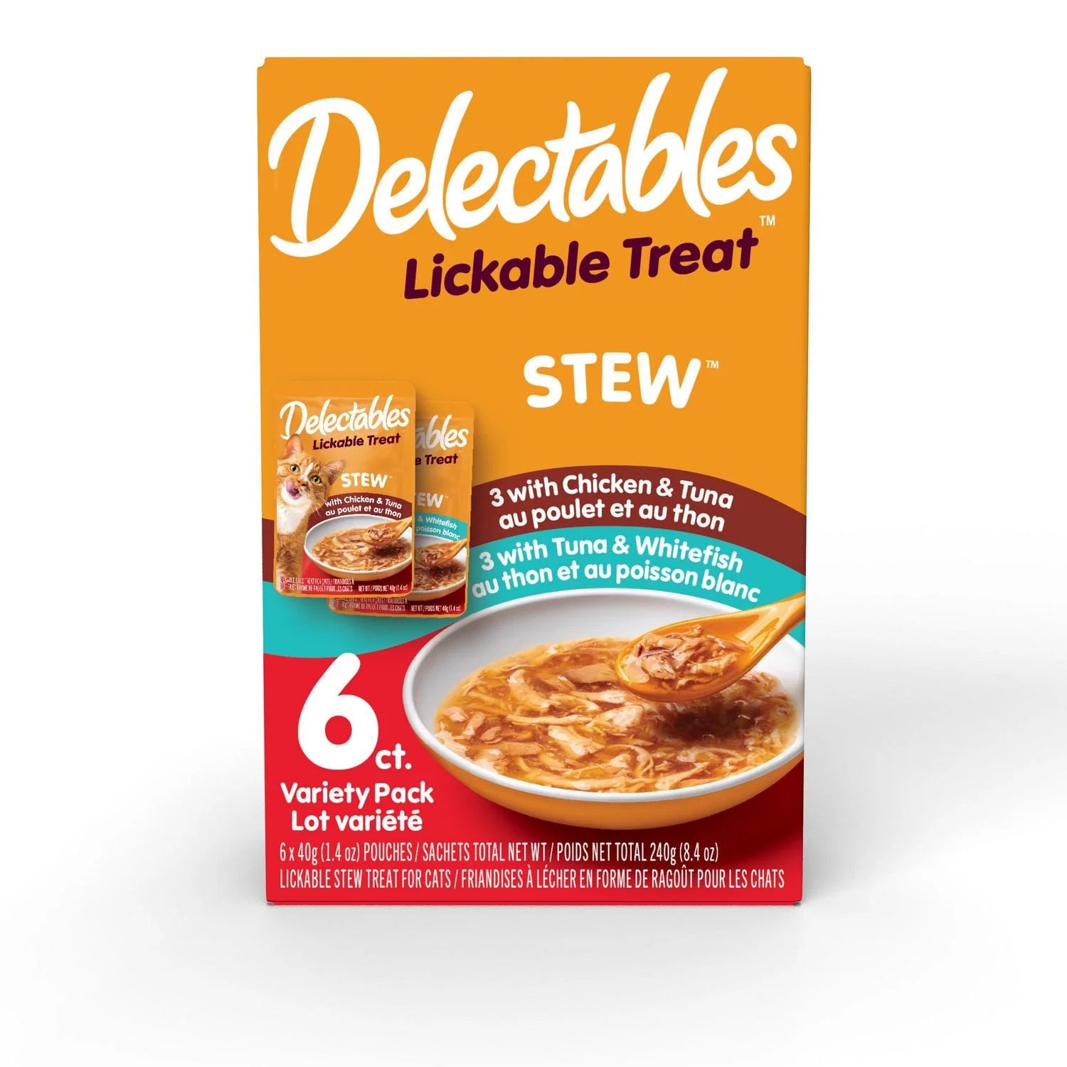 Delectables Lickable Treat Stew  – Chicken-Tuna & Tuna-Whitefish (6 x 40g)