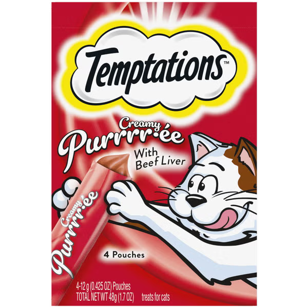 Temptations Creamy Puree – Beef Liver (4 x 12g)